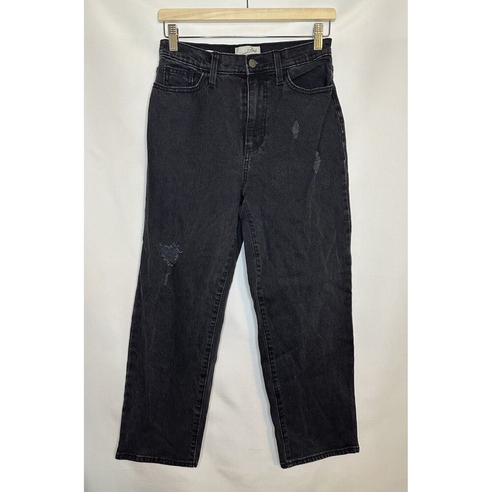 Universal Thread Vintage Straight Black Distressed Denim Jeans Women's SZ 4/27R